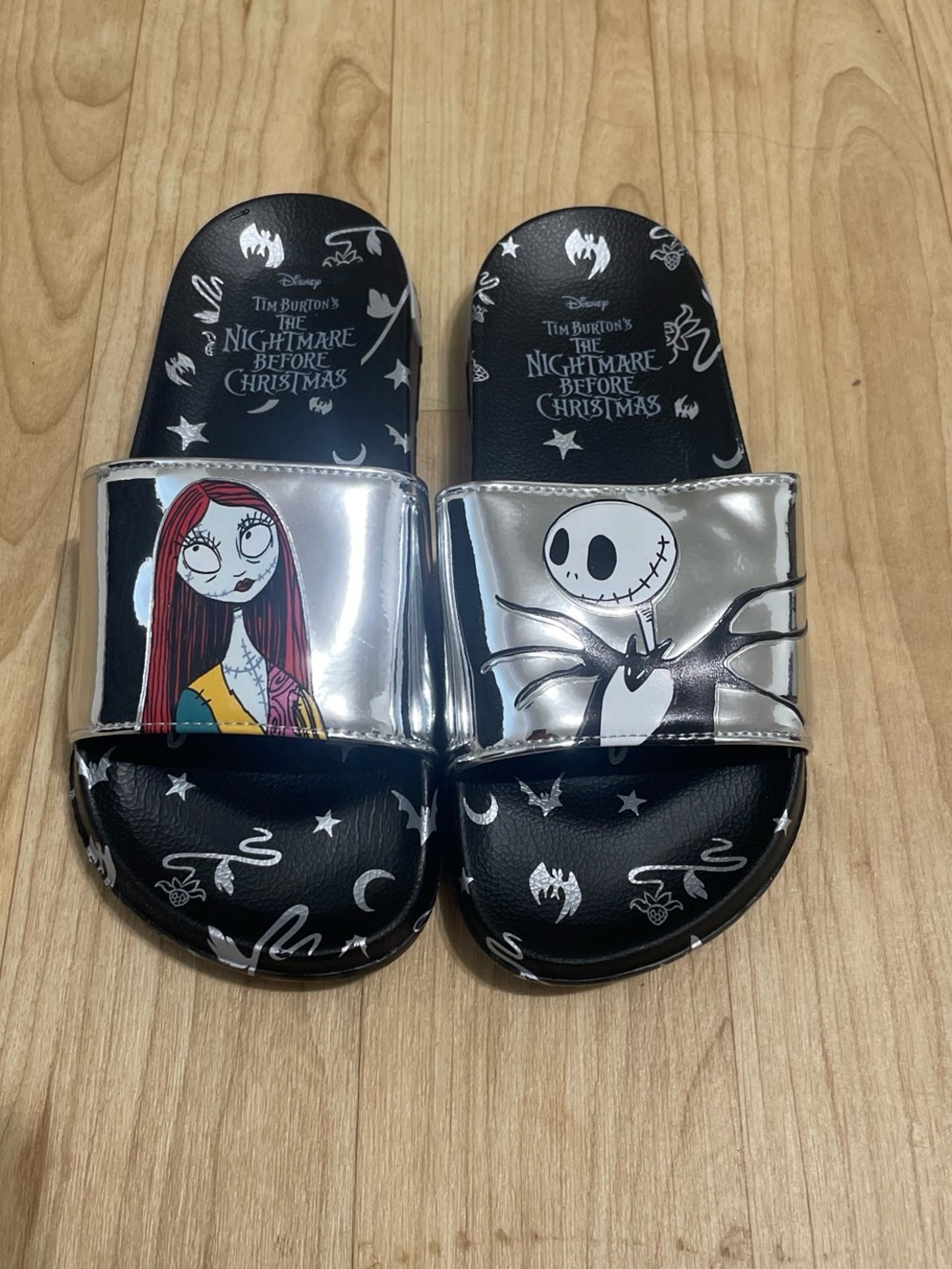 The Nightmare Before Christmas Metallic Slide Sandals - Black/Silver